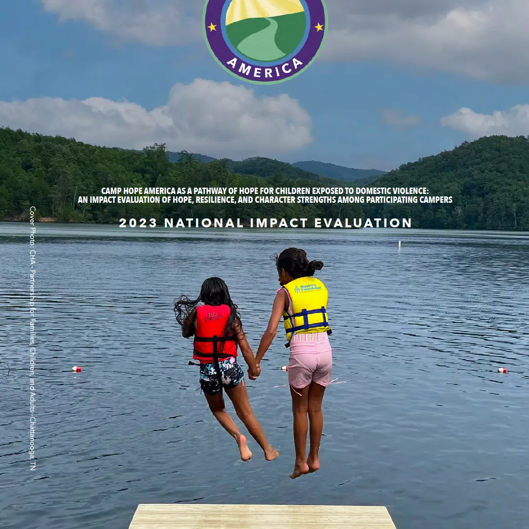 Impact Report Cover with two girls jumping into a lake