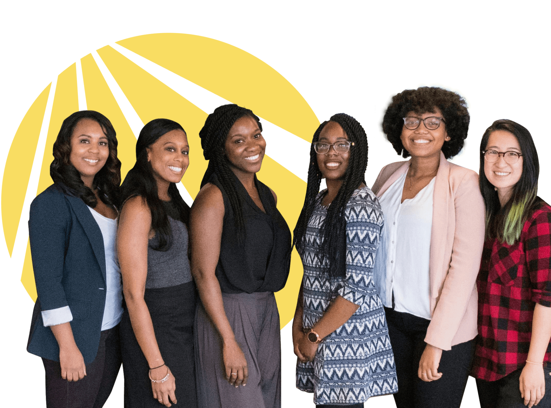 A group of women standing with the Alliance For HOPE logomark in the background